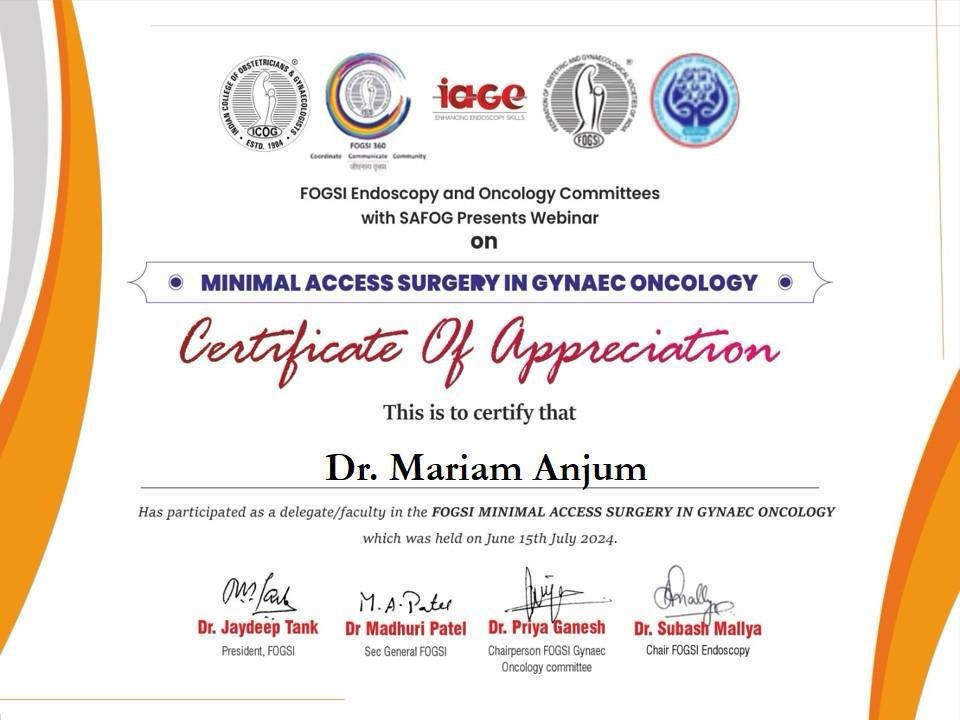 Dr. Mariam Anjum — FOGSI — Minimal Access Surgery in Gynae Oncology